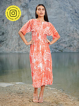 House of Soi - Red Printed Midi Dress