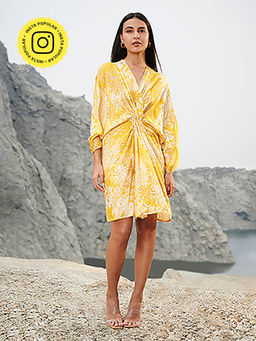 House of Soi - Yellow Printed Knot Dress