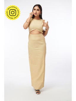 How When Wear - Beige Linen Strappy Back Maxi Dress