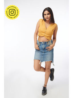 How When Wear - Yellow Broderie Corset Top