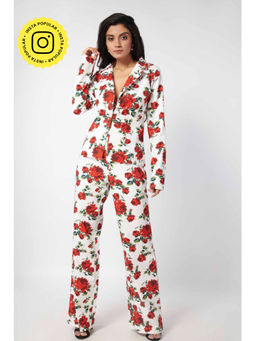 How When Wear - Red Rose Printed Blazer