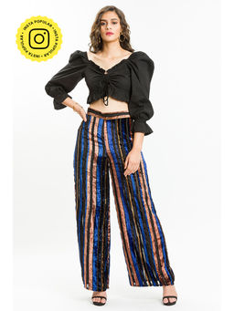 How When Wear - Multi Velvet Stripe Trousers