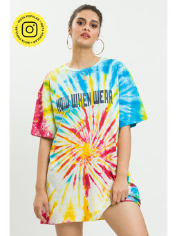 How When Wear - Multi Tie Dye Logo Tee Dress