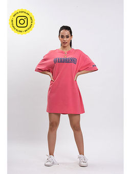 How When Wear - Pink Overdressed Slogan Tee Dress