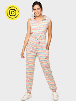 How When Wear - Mutli Color Candy Stripe Jumpsuit
