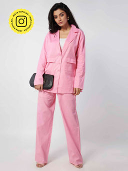 How When Wear - Neon Pink Straight Leg Trousers