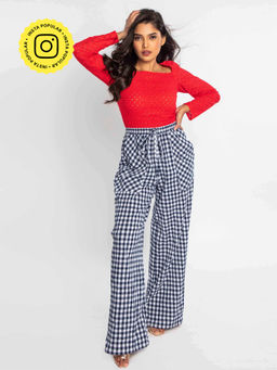 How When Wear - Navy Blue Gingham Lounge Pants