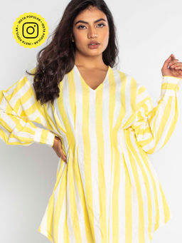 How When Wear - Yellow Stripe Skater Dress