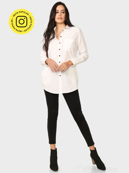 How When Wear - White Cotton 'never Mind' Slogan Shirt