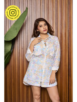 How When Wear - Self Design Broderie Casual Shirt