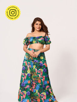 How When Wear - The Satin Forest Mirage Printed Layered Skirt