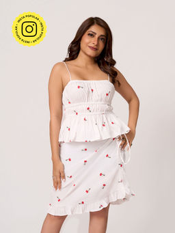How When Wear - White Cherry Strappy Top