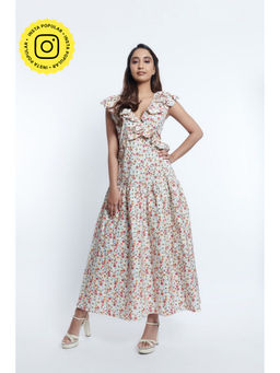 How When Wear - Ditsy Floral Printed Maxi Dress