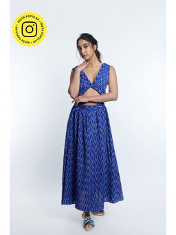 How When Wear - Ikat Printed Cut Out Maxi Dress