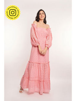 How When Wear - Broderie Off Shoulder Maxi Dress