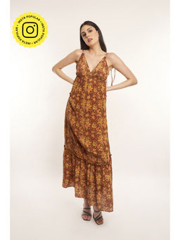 How When Wear - Silk Printed Beach Maxi Dress