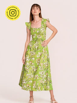 How When Wear - The Floral Garden Smocked Green Dress