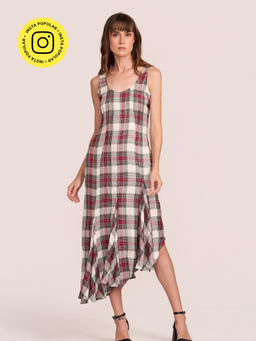 How When Wear - The Strawberry Sleeveless Check Multi-Color Dress