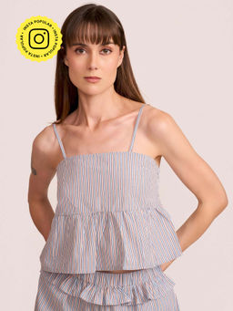 How When Wear - Womens Cotton Stripes Multi-Color Crop Top