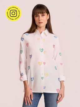 How When Wear - The Embroidered All Heart White Shirt