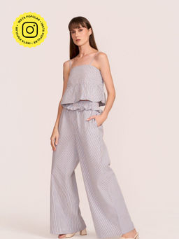 How When Wear - The Stripe Frill Waist Multi-Color Pant