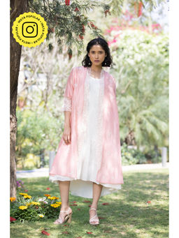 Karuna Khaitan - Griva White Pink Dress with Overlay (Set of 2)