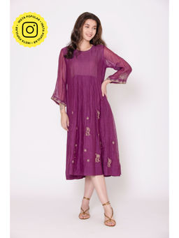 Karuna Khaitan - Purple Tara Embroidered Dress