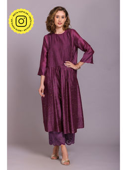 Karuna Khaitan - Purple Iris Anarkali Kurta with Pant and Inner (Set of 3)