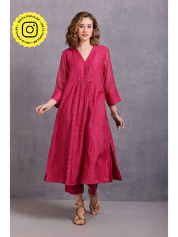 Karuna Khaitan - Pink Nara Printed Kurta with Pant (Set of 2)