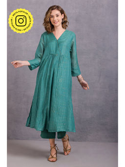 Karuna Khaitan - Green Nara Printed Kurta with Pant (Set of 2)