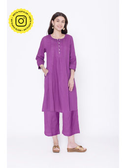 Karuna Khaitan - Purple Lucia Solid Tunic and Pant (Set of 2)