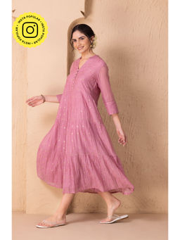 Karuna Khaitan - Pink Daisy Embroidered Zari Dress