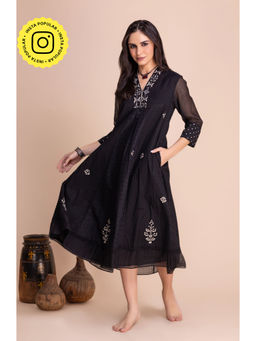 Karuna Khaitan - Black Eekah Embroidered Thread Work Dress