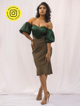 Lea Clothing - Loretta Emerald Silk Corset Top