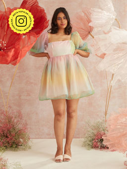 Lea Clothing - Reese Rainbow Organza Corset Dress