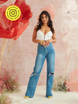 Lea Clothing - Blue Ava Wide Leg Jeans