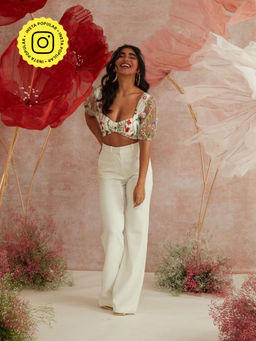 Lea Clothing - White Charlie Wide Leg High Waist Pants