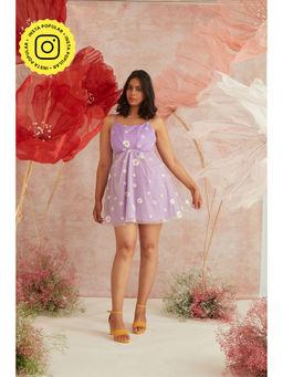 Lea Clothing - Lila Lavender Daisy Corset Mini Dress