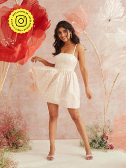 Lea Clothing - Ariana Pearl Embroidered Jacquard Corset Dress