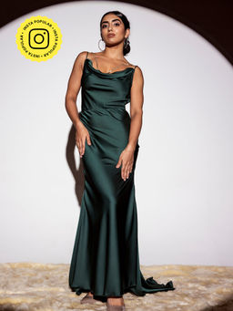 Lea Clothing - Esmerelda Emerald Armani Satin Slip Gown