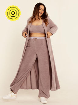 Lea Clothing - Brielle Lavender Teddy Wide-Leg Pants