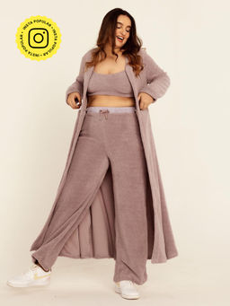 Lea Clothing - Betty Lavender Teddy Long Cardigan
