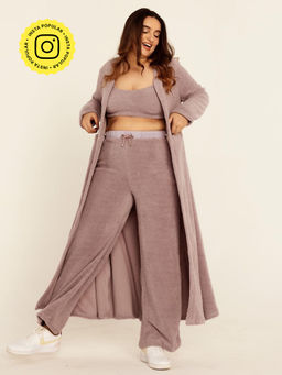 Lea Clothing - Brie Lavender Teddy Crop Top