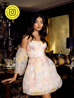 Lea Clothing - Camille Floral Organza Corset Dress