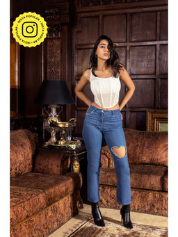 Lea Clothing - Evie Heart Rhinestone Embellished Jeans