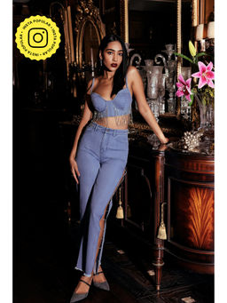 Lea Clothing - Irene High Waist Rhinestone Jeans