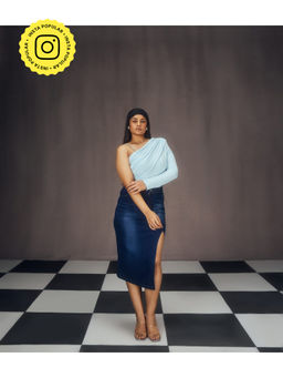 Lea Clothing - Lisa Blue Bodysuit & Denim Skirt Co-Ord (Set of 2)