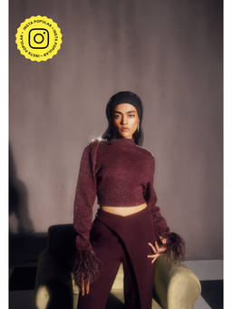 Lea Clothing - Sakara Shimmer Sweater Burgundy