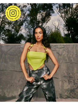 Lea Clothing - Danae Green Halter Neck Corset Top