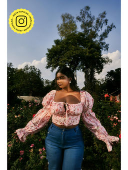 Lea Clothing - Calliope Pink Floral Print Corset Top